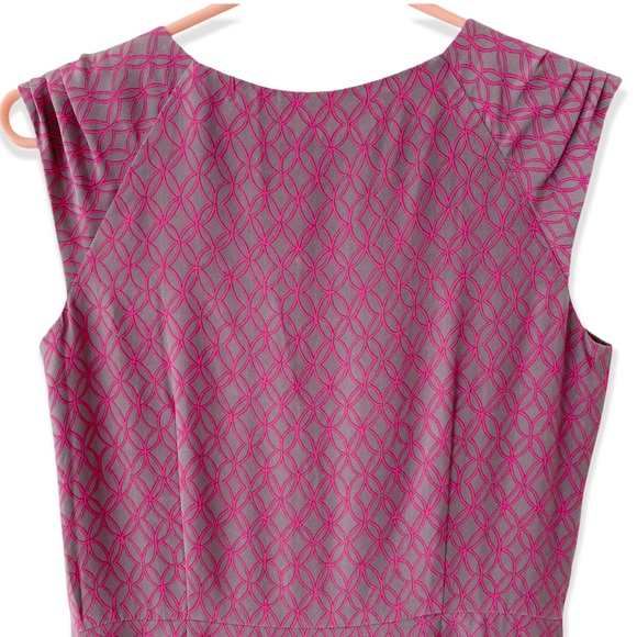 Moncollet 100% Silk Gray Sheath Dress with Pink Pattern Women's Size 2 - Picture 10 of 13